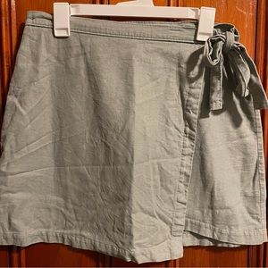 Green wrap mini skirt